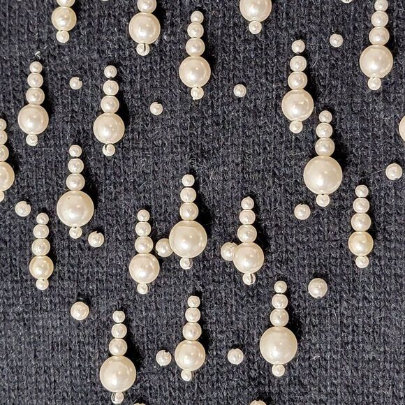 Vintage Allison Blair Pearl Sweater Womens L Silk Angora Lambswool Blend Black - Picture 4 of 9